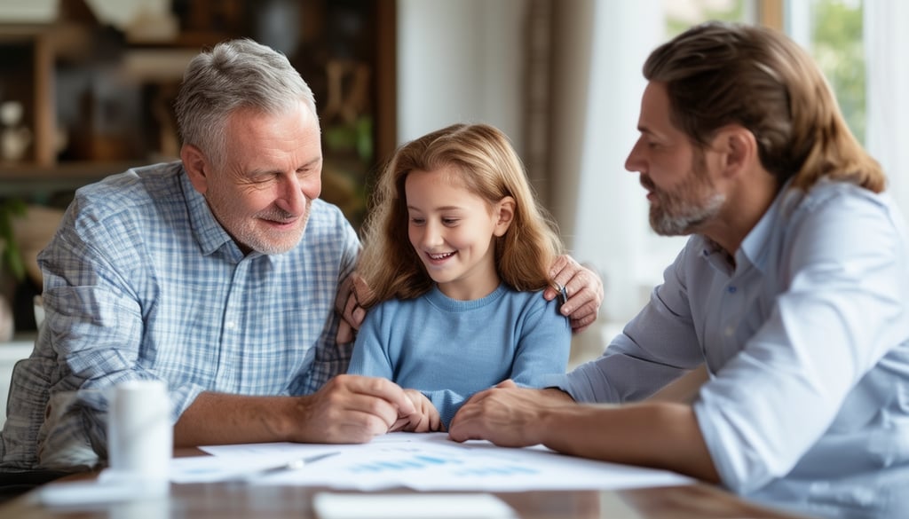 A family sitting together and discussing financial